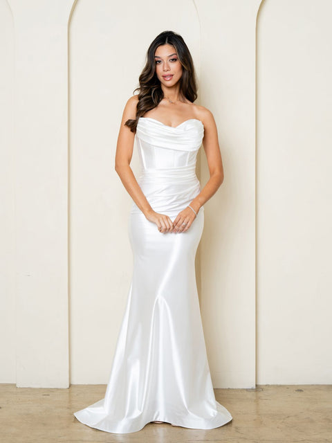 Eva Fashion 3526 Simple Fitted Cowl Wedding Dress
