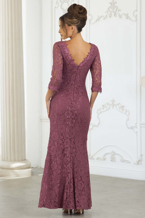 Lace Long Formal Fitted Mother of the Bride Dress Lenovia 8373