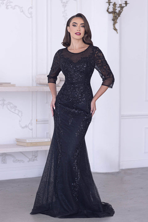 Formal Long Beaded Mother of the Bride Dress Lenovia 8369