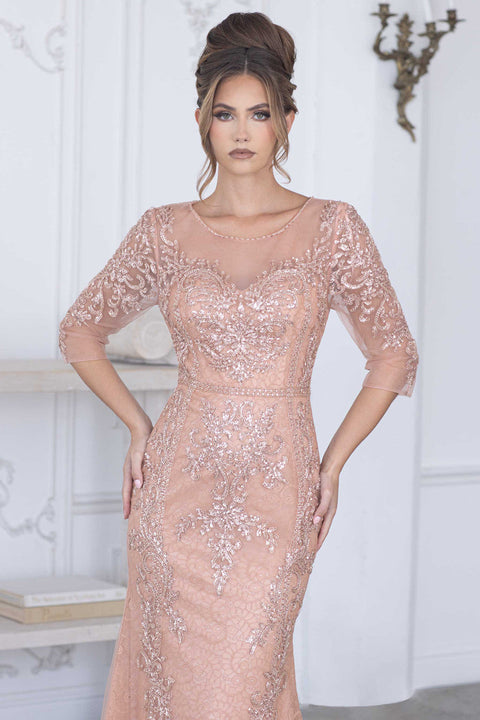 Formal Long Beaded Mother of the Bride Dress Lenovia 8369