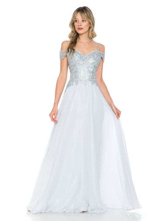Formal Metallic Long Prom Dress Lenovia 8132