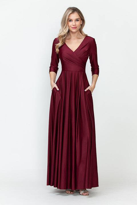Formal Long Mother of the Bride Pleated Dress Lenovia 5243