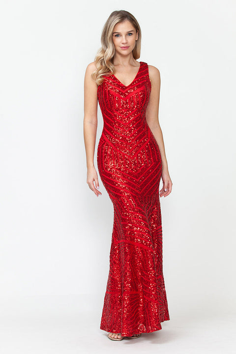 Long Mermaid Formal Sequin Dress Lenovia 5150