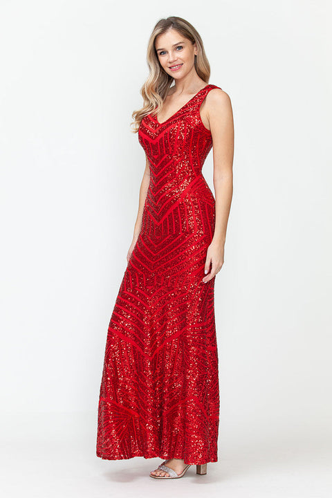 Long Mermaid Formal Sequin Dress Lenovia 5150