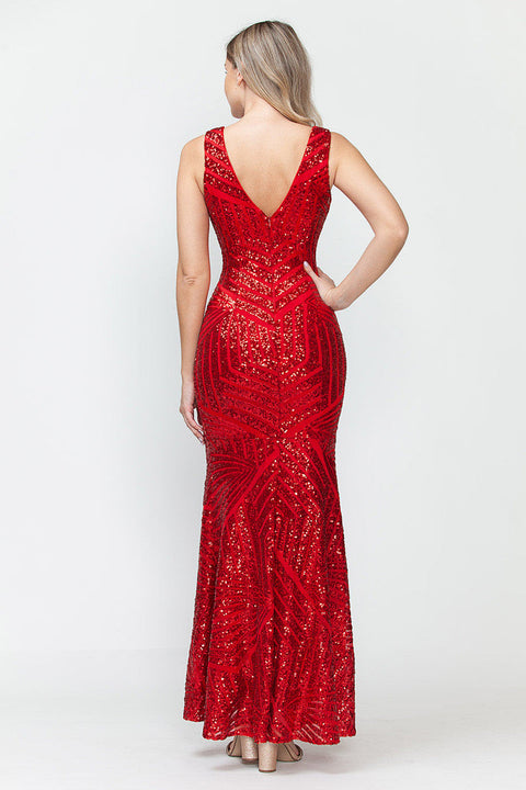 Long Mermaid Formal Sequin Dress Lenovia 5150