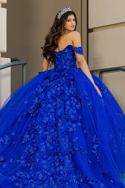 Bella Princess PQ1028 3d butterfly off shoulder ball gown by petite adele pq1028 — image 6.0