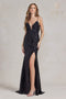 Nox Anabel 3D Floral Fitted Sequin Gown with Slit R1207