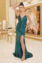 Nox Anabel 3D Floral Fitted Sequin Gown with Slit R1207