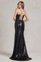 Nox Anabel 3D Floral Fitted Sequin Gown with Slit R1207