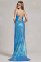 Nox Anabel 3D Floral Fitted Sequin Gown with Slit R1207