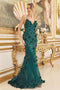 Nox Anabel 3D Floral Mermaid Gown with Lace-Up Back C1098