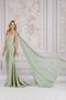 Amelia Couture 388 One-Shoulder Gown with 3D Floral Details and Cape