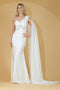 Amelia Couture 388 One-Shoulder Gown with 3D Floral Details and Cape