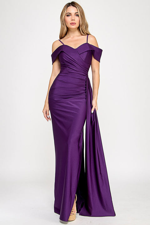 Long Formal Fitted Slit Prom Dress Lenovia 5320