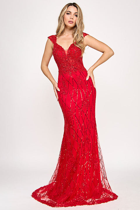 Mermaid Sequin Long Formal Dress Lenovia 8350
