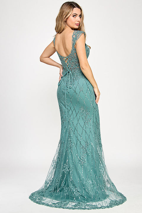 Mermaid Sequin Long Formal Dress Lenovia 8350