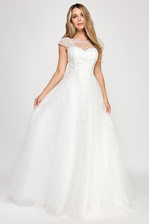 Bridal A Line Long Wedding Dress Lenovia 8349