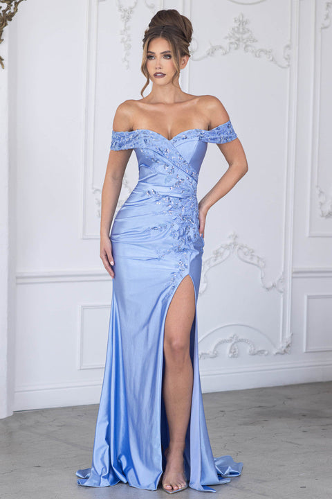 Formal LOng Slit Beaded Evening PromDress Lenovia 8353