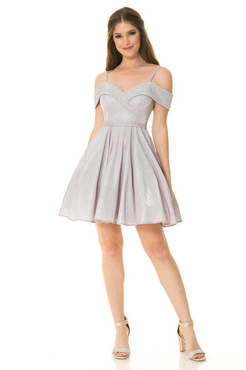Short Homecoming Metallic A Line Cocktail Dress Lenovia 5228
