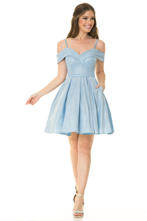 Short Homecoming Metallic A Line Cocktail Dress Lenovia 5228