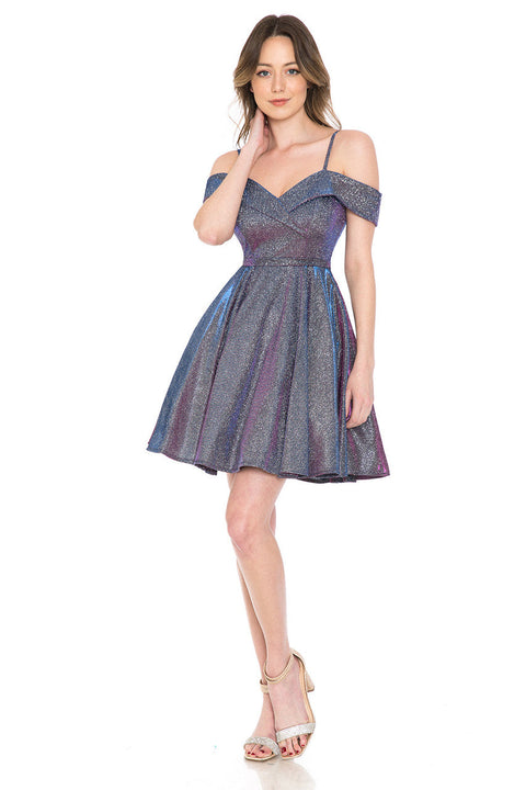 Short Homecoming Metallic A Line Cocktail Dress Lenovia 5228