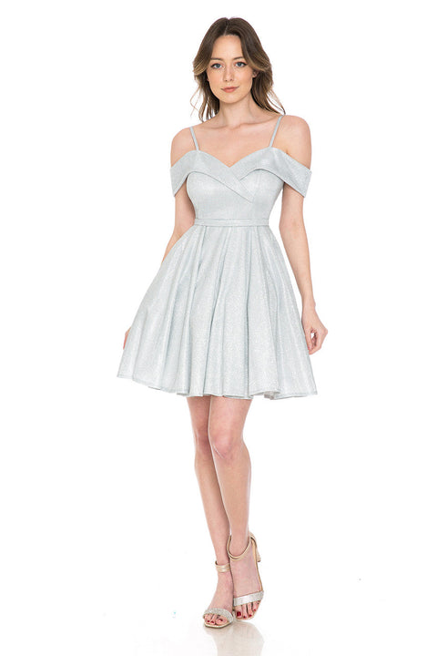 Short Homecoming Metallic A Line Cocktail Dress Lenovia 5228
