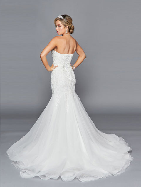 DeKlaire 440 Strapless Mermaid Wedding Dress | Lace Embroidered Sweep Train Bridal Gown