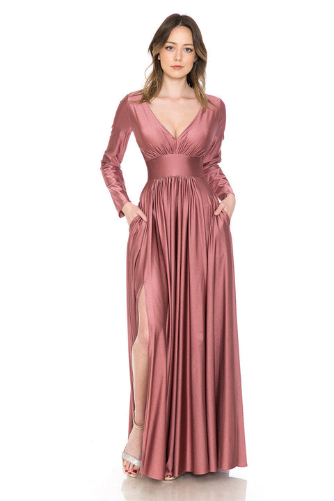 Long Sleeve A Line Formal Dress Lenovia 5231