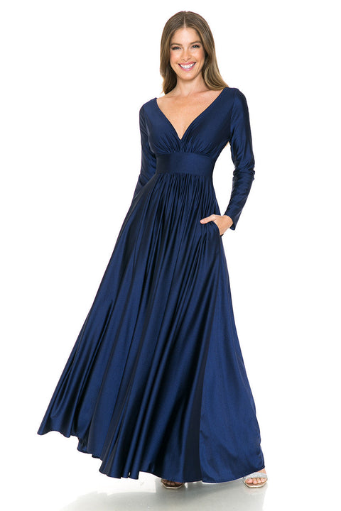 Long Sleeve A Line Formal Dress Lenovia 5231