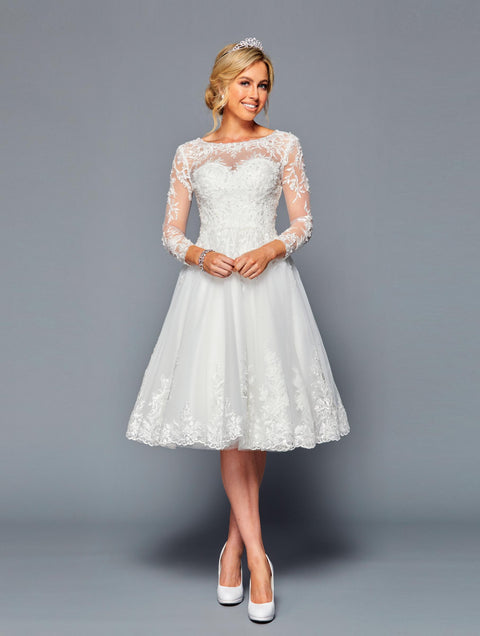 DeKlaire 451 Knee-Length Wedding Dress with Illusion Neckline