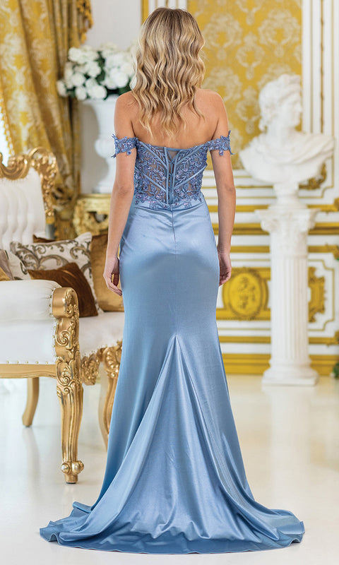 Dancing Queen 4528 - Beaded Bodice Satin Mermaid Prom Dress 