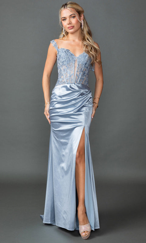 Dancing Queen 4536 - Lace Corset Satin Prom Dress