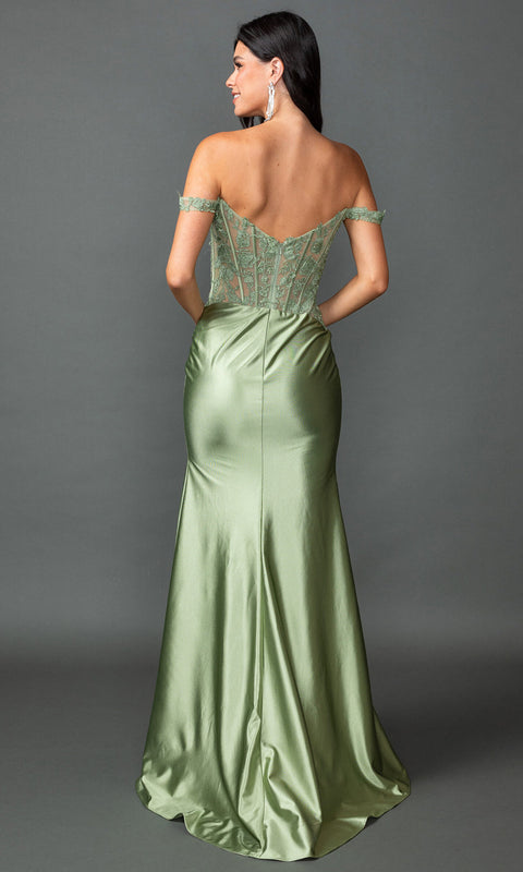Dancing Queen 4536 - Lace Corset Satin Prom Dress