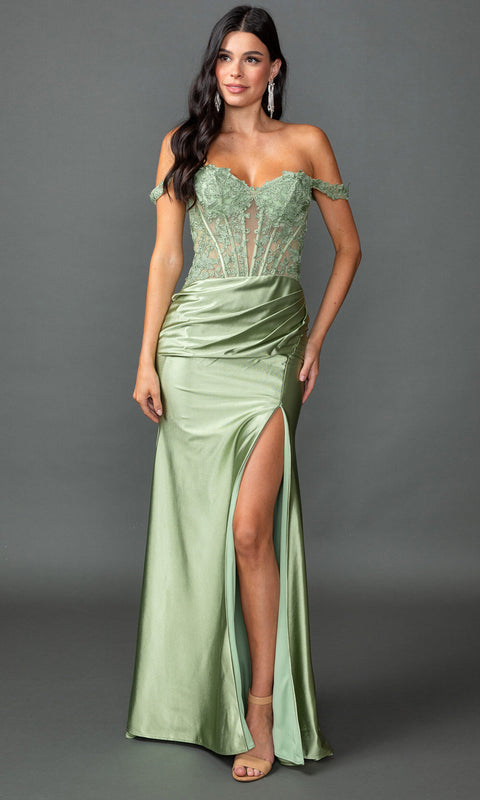 Dancing Queen 4536 - Lace Corset Satin Prom Dress