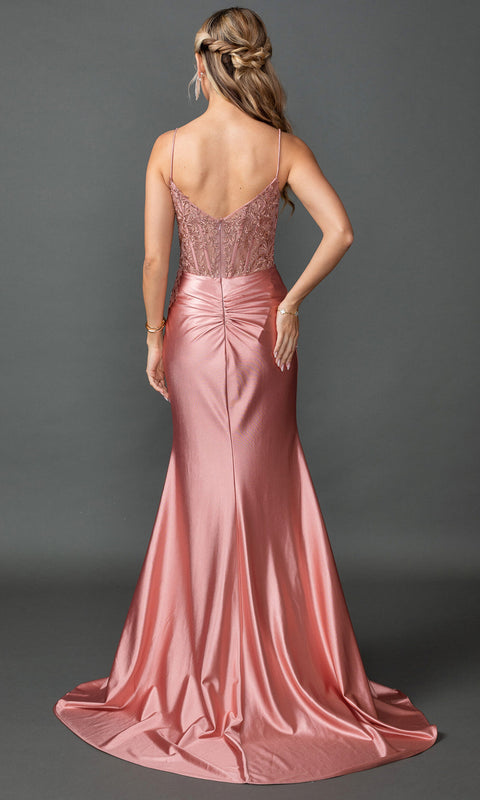 Dancing Queen 4537 - Ruched Satin Corset Evening Dress