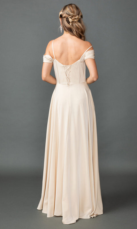 Dancing Queen 4539 - Chiffon Draped Cowl Neck Prom Dress