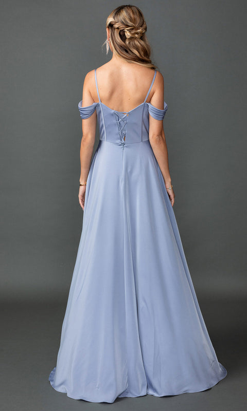 Dancing Queen 4539 - Chiffon Draped Cowl Neck Prom Dress
