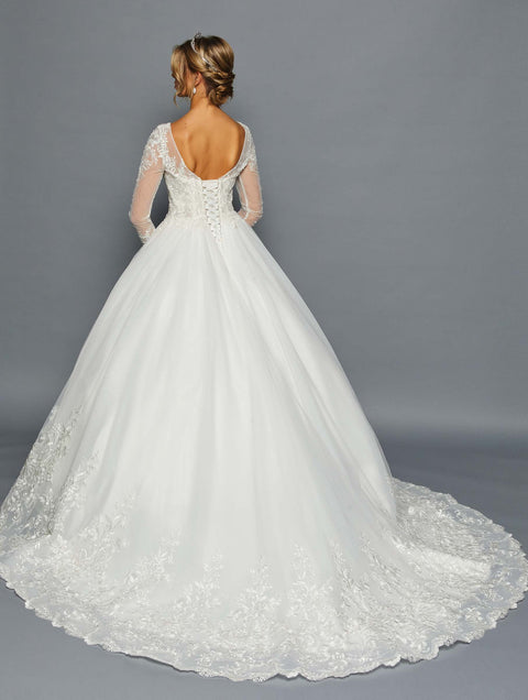 DeKlaire 454 Long Sleeve Wedding Gown with Boat Neckline
