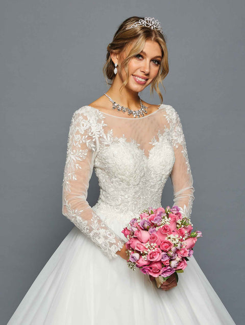 DeKlaire 454 Long Sleeve Wedding Gown with Boat Neckline