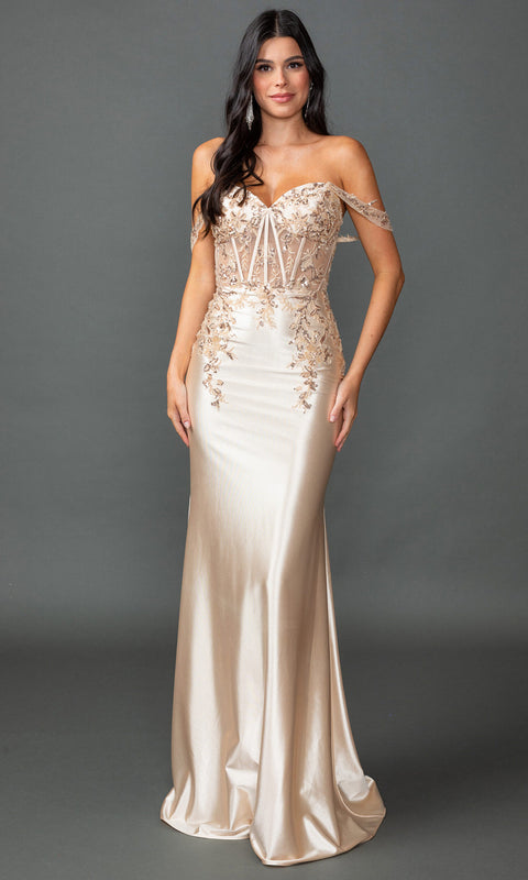 Dancing Queen 4540 - Satin Corset Mermaid Prom Dress