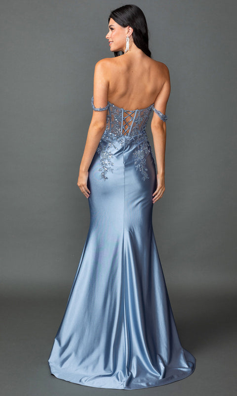 Dancing Queen 4540 - Satin Corset Mermaid Prom Dress
