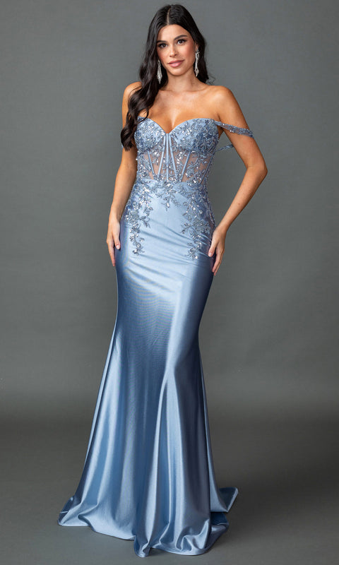 Dancing Queen 4540 - Satin Corset Mermaid Prom Dress