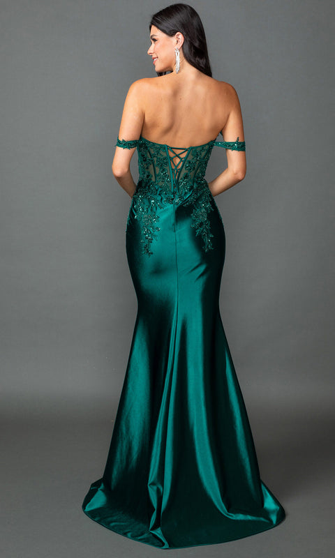 Dancing Queen 4540 - Satin Corset Mermaid Prom Dress
