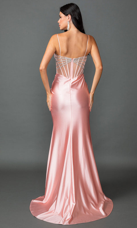 Dancing Queen 4541 - Satin Beaded Corset Evening Dress