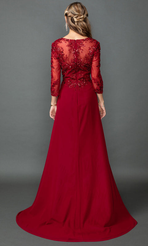 Dancing Queen 4543 - Sheer Embellished V-Neck Chiffon Prom Dress 