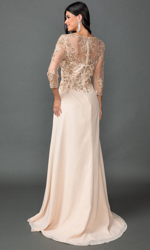 Dancing Queen 4543 - Sheer Embellished V-Neck Chiffon Prom Dress 