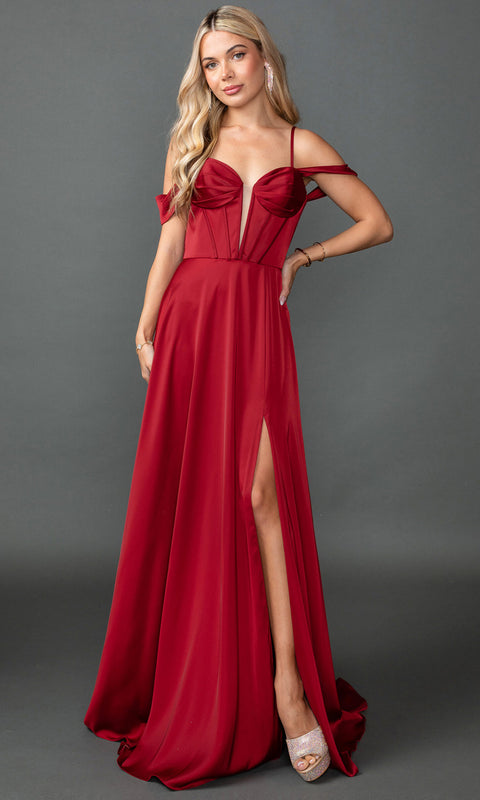 Dancing Queen 4544 - Satin Sweetheart Neckline Long Dress