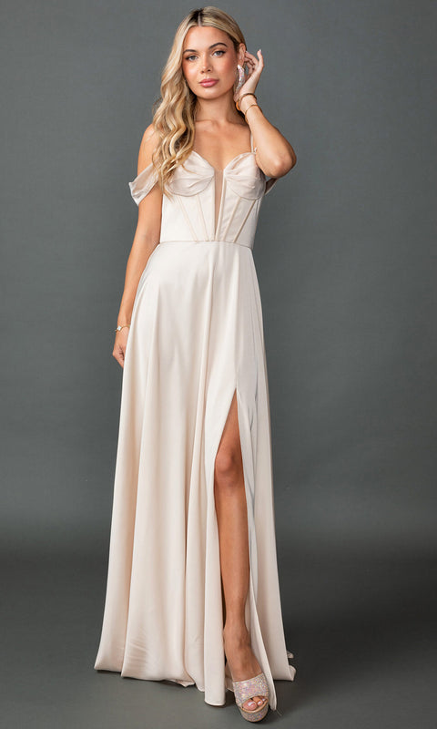Dancing Queen 4544 - Satin Sweetheart Neckline Long Dress