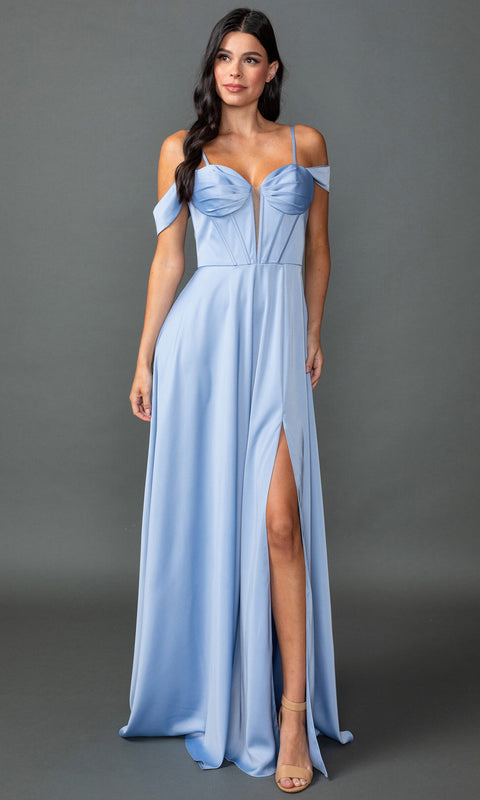 Dancing Queen 4544 - Satin Sweetheart Neckline Long Dress