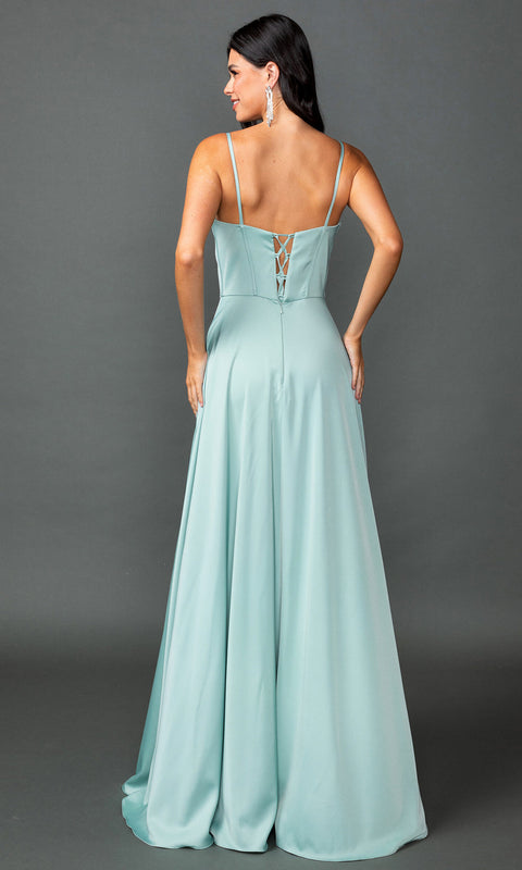 Dancing Queen 4544 - Satin Sweetheart Neckline Long Dress